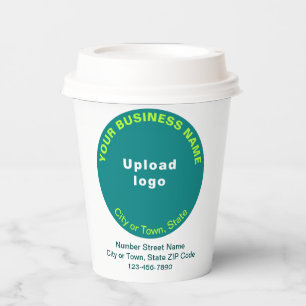 Teal Green Round Shape Business Brand on Paper Cup