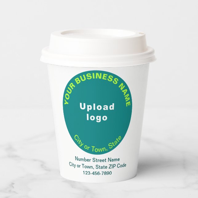 Teal Green Round Shape Business Brand on Paper Cup (Front)