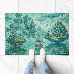 Teal Green Seascape Dream Surreal Fantasy Doormat