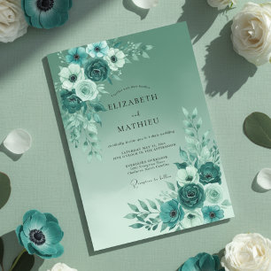 Teal Green Serene Spring Wedding Invitation