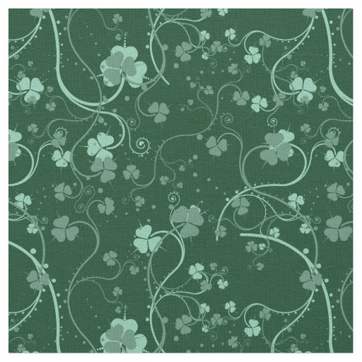 Teal Green Shamrock Swirl Pattern Fabric