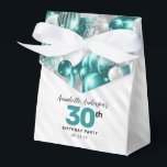Teal Green Silver Balloon Glitter Favor Birthday Favor Boxes<br><div class="desc">Modern Glam Teal Green Silver Balloon Glitter Sparkle Any Age Birthday Party Favor Box</div>