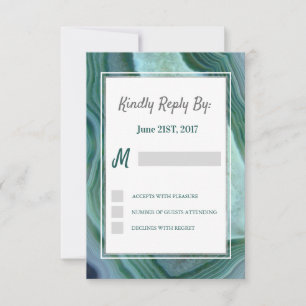 Teal Green - Silver Geode Agate RSVP