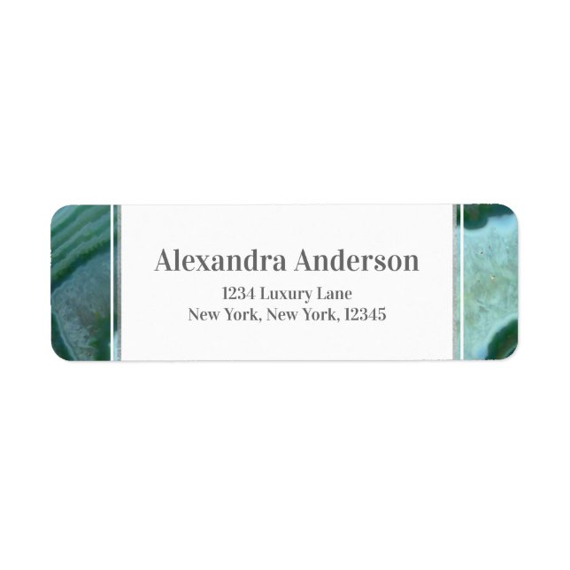 Teal Green - Silver Geode Agate Wedding Label (Front)