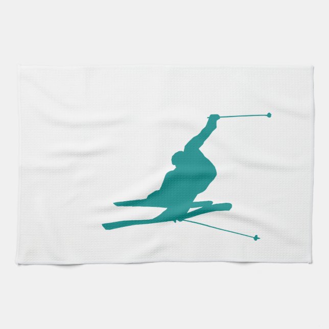 Teal Green Snow Ski Towel (Horizontal)
