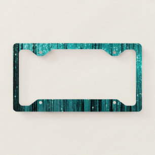 Teal Green Sparkle Stripes License Plate Frame