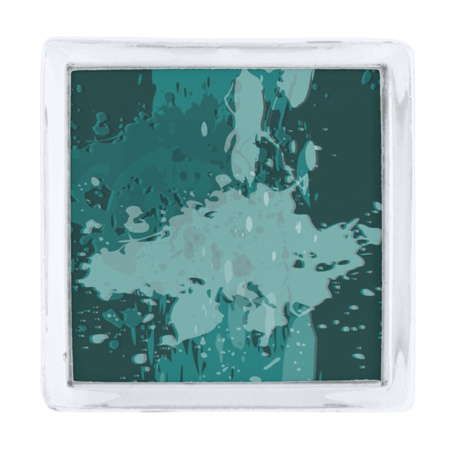 Teal Green Splatter, Groomsman Favor, Tie Pin (Front)