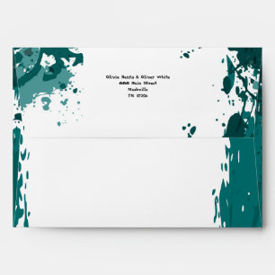 Teal Green Splatter - Wedding Invitation Envelope