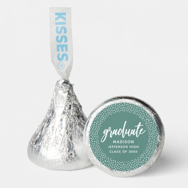 Teal Green Sprinkles Personalized Graduation Hershey®'s Kisses® (Front)