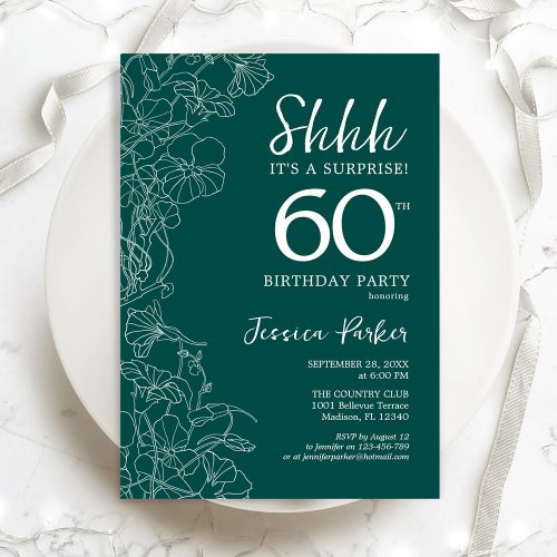 Teal Green Surprise 60th Birthday Invitation