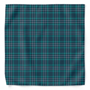 Teal Green Tartan Plaid Pattern Bandana