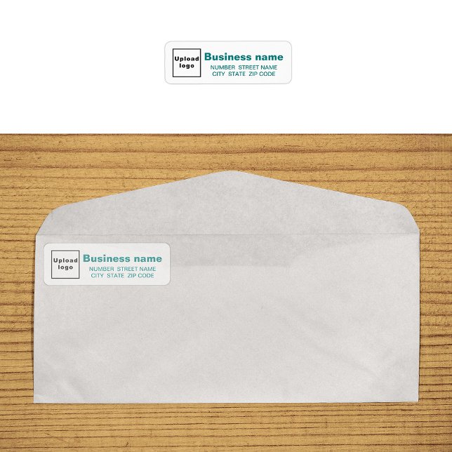 Teal Green Text Business Return Address Label (Return address label in teal green text on envelope)