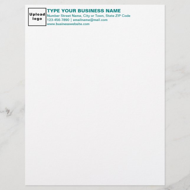 Teal Green Texts Heading of Business Letterhead (Front)
