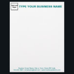 Teal Green Texts on Header and Footer of Business Letterhead<br><div class="desc">Letterhead that you can customize to put your business name to advertise your business or to promote your brand name to customers or clients. Customizable office supply that you can use to build brand name awareness. Font color is teal green. Contents are your business logo and business or company name...</div>