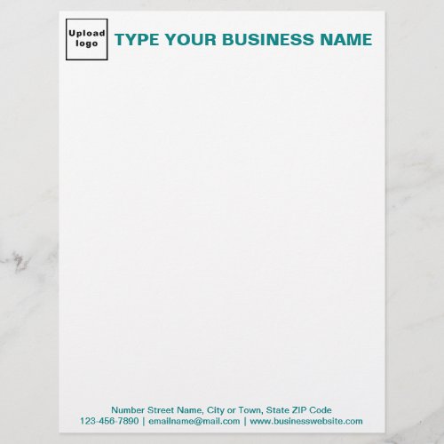 Teal Green Texts on Header and Footer of Business Letterhead