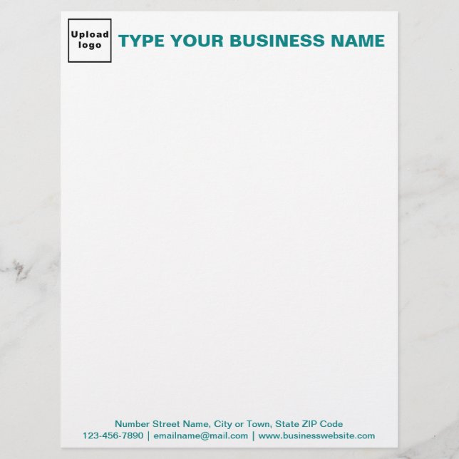 Teal Green Texts on Header and Footer of Business Letterhead (Front)