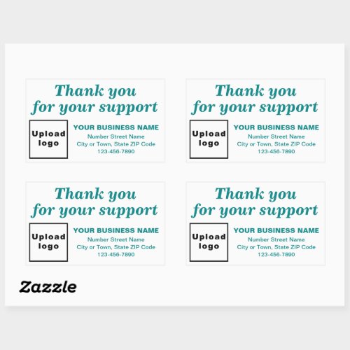Teal Green Thank You For Your Support on White Rectangular Sticker