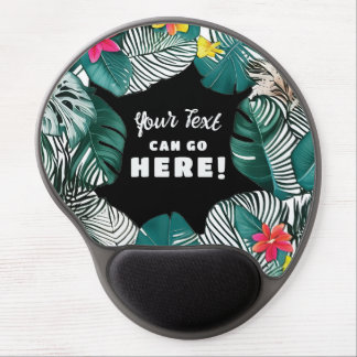 Teal Green Tropical Jungle Flowers Personalized Gel Mouse Pad