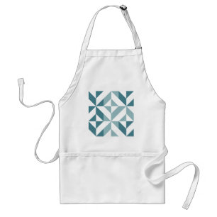 Teal Green Two Tone Geometric ZigZag Adult Apron