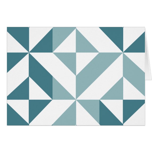 Teal Green Two Tone Geometric ZigZag Cards (Front Horizontal)
