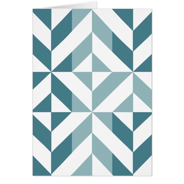 Teal Green Two Tone Geometric ZigZag Cards (Front)