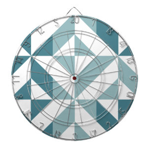 Teal Green Two Tone Geometric ZigZag Dart Board
