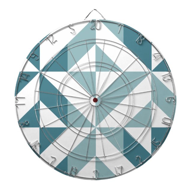 Teal Green Two Tone Geometric ZigZag Dart Board (Front)