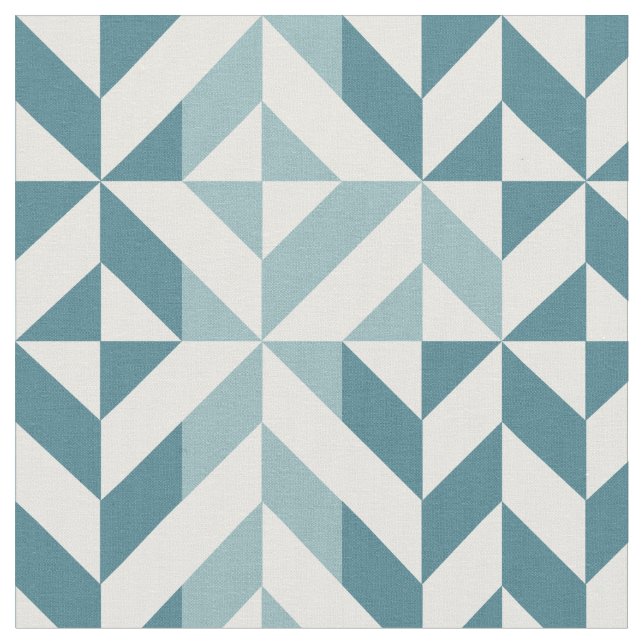 Teal Green Two Tone Geometric ZigZag Fabric (Close Up)