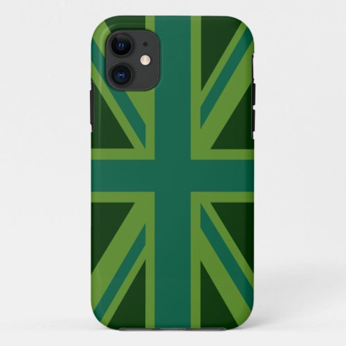 Teal Green UK Union Jack Decor iPhone 11 Case