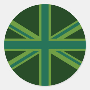 Teal Green UK Union Jack Decor Classic Round Sticker