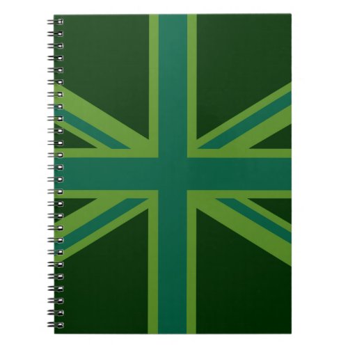 Teal Green UK Union Jack Decor Notebook