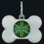 Teal Green UK Union Jack Decor Pet ID Tag<br><div class="desc">A vibrant teal green Union Jack British Flag decor all over motif. A design statement that is sure to make an impression on formal and casual occasions. A great last minute gift for yourself or for someone special on your list. Embroidery designs are available in a selection of popular color...</div>