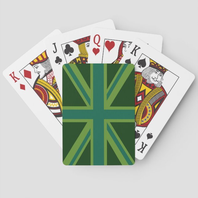 Teal Green UK Union Jack Decor Poker Cards (Back)