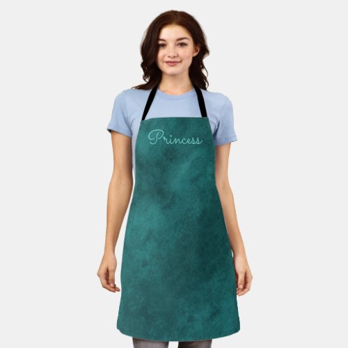 Teal Green Velvet look Apron