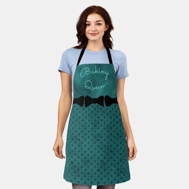 Teal Green Velvet Patterned Skirt look*Personalize Apron (Worn)