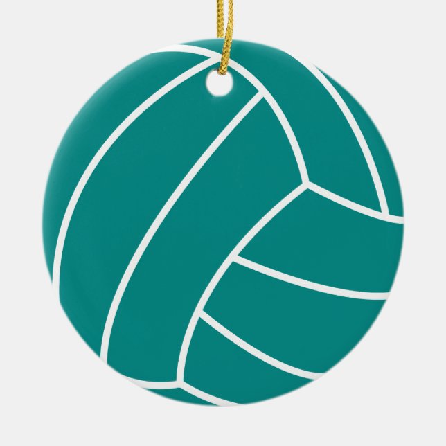 Teal Green Volleyball Ceramic Ornament (Front)