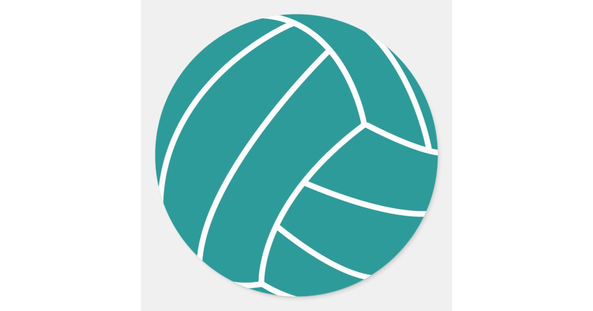 Teal Green Volleyball Classic Round Sticker | Zazzle.com