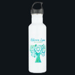 Teal Green Watercolor Tree of Life Bat Mitzvah Stainless Steel Water Bottle<br><div class="desc">Custom teal and green tree of life Bat Mitzvah personalized water bottle. This unique design features a watercolor swirl tree,  flower,  birds and the Star of David. Makes a perfect gift for party favors!</div>