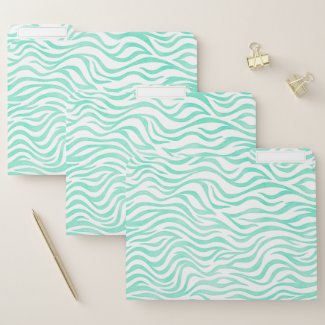 Teal Green Watercolor Zebra Print File Folder
