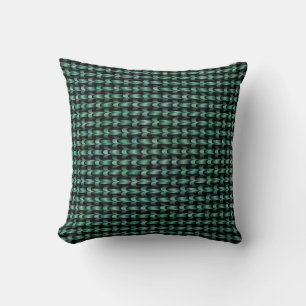 Teal Green Weave Pattern Throw Pillow