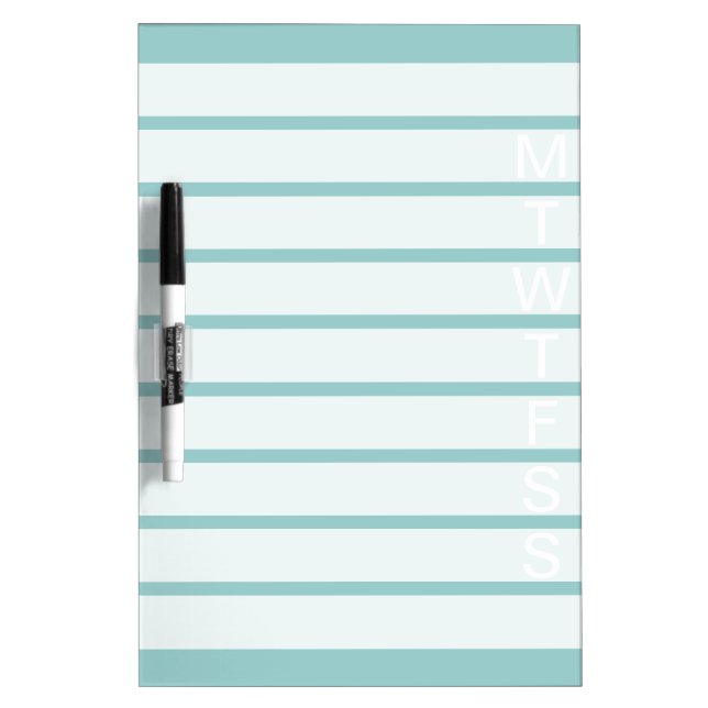Teal green weekly calendar dry erase board (Front)