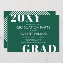 Teal Green White Bold Typography Graduation Party Invitation