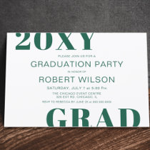 Teal Green White Bold Typography Graduation Party  Invitation