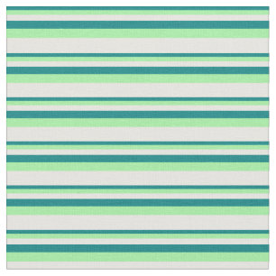 Teal, Green & White Colored Lines/Stripes Pattern Fabric