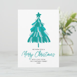Teal Green Winter Christmas Tree Holiday Card