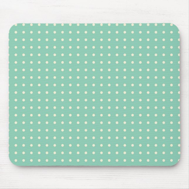 Teal green with small cream polka dots mouse pad (Front)