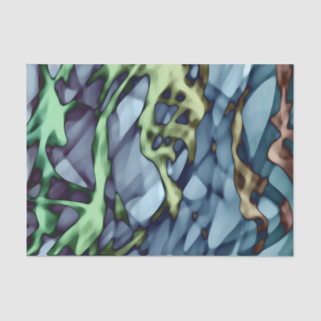 Teal Green Yellow Orange Gold Red Abstract Art  Ki Tissue Paper (Front)