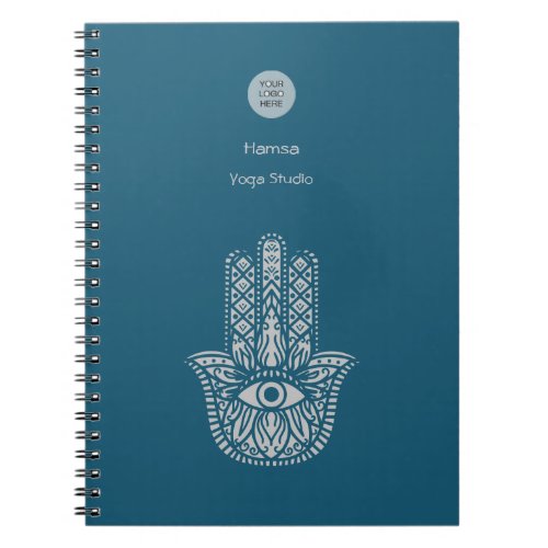 Teal Green Yoga Studio Hamsa Customizable Notebook