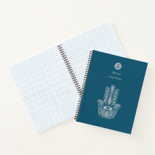 Teal Green Yoga Studio Hamsa Customizable Notebook