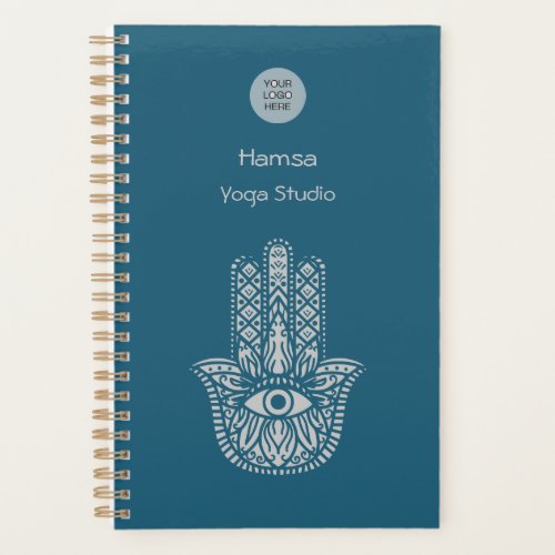 Teal Green Yoga Studio Hamsa Customizable Planner